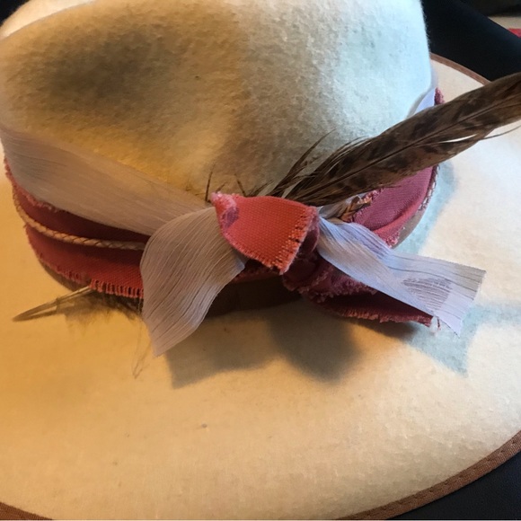 NWT 100% wool hat upcycled Western, boho, cowboy, Festival, beach,concert. - Picture 6 of 10